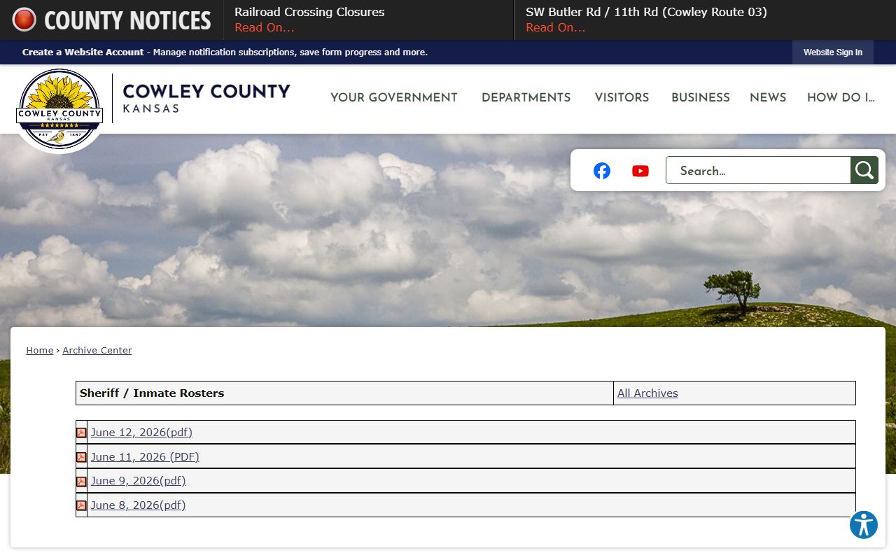 Cowley County inmate population current roster archive