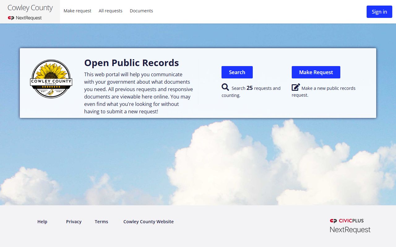 Cowley County booking photo public records request portal
