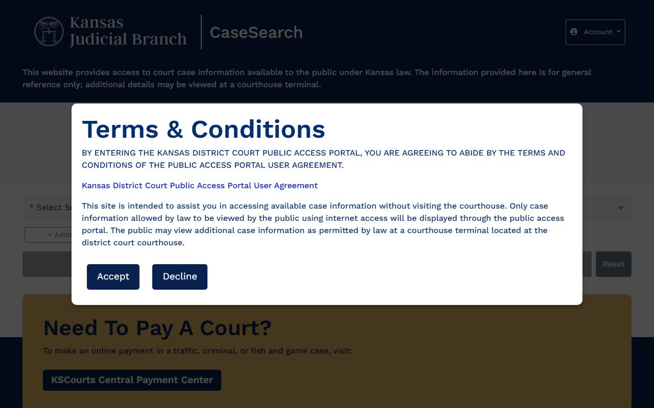 Kansas CaseSearch for Cowley County court records after arrest